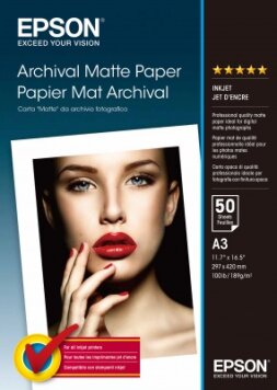 Epson C13S041344 Archival Matte Paper, DIN A3, 189 g/m2, 50 arkuszy